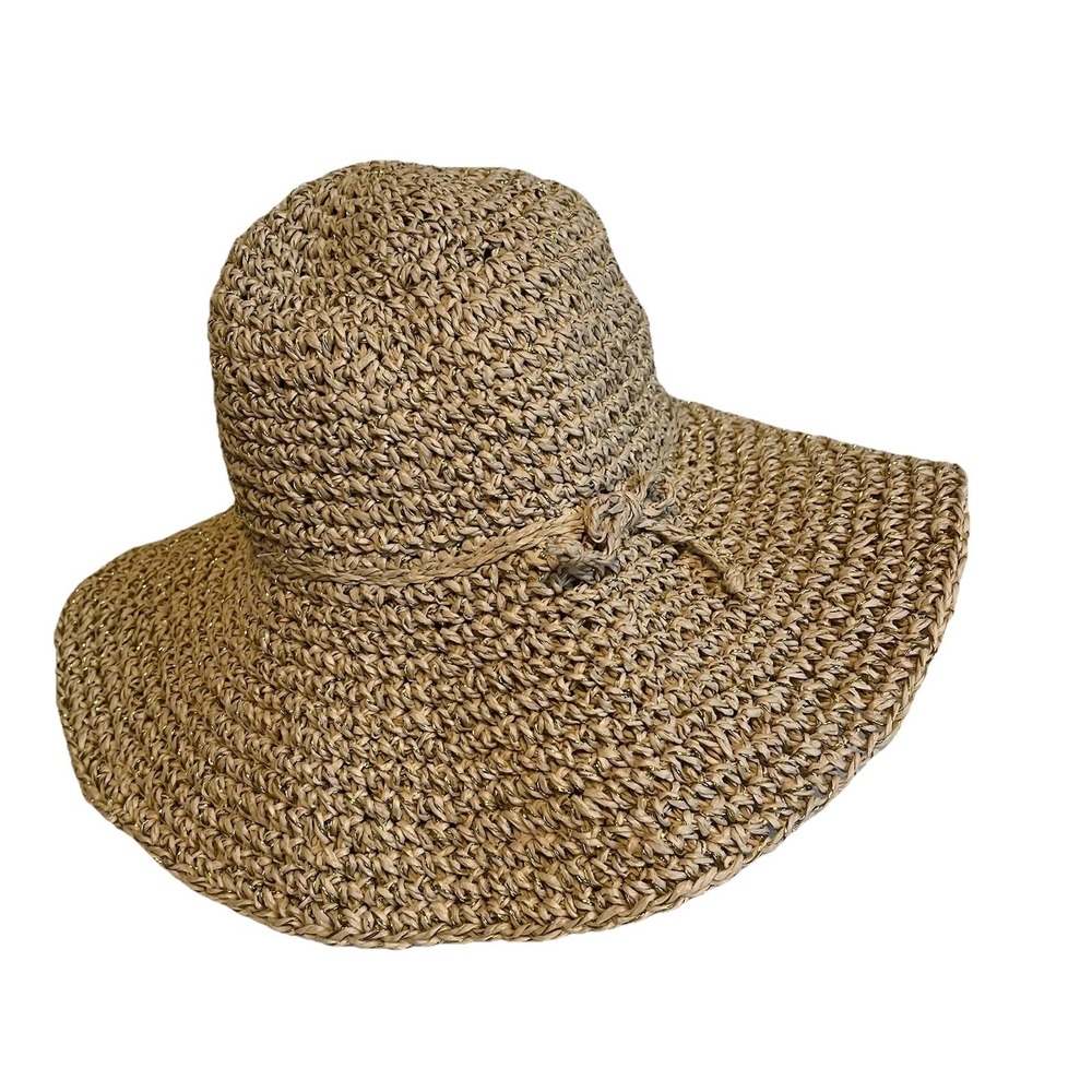 Baby Gap Woven Straw Sun Hat XS/S Floppy Beach‎ Bow Paper Crochet Resortwear